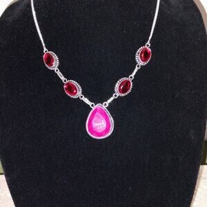 Pink gemstone necklace Ruby Colored Stone  and Garnet?
